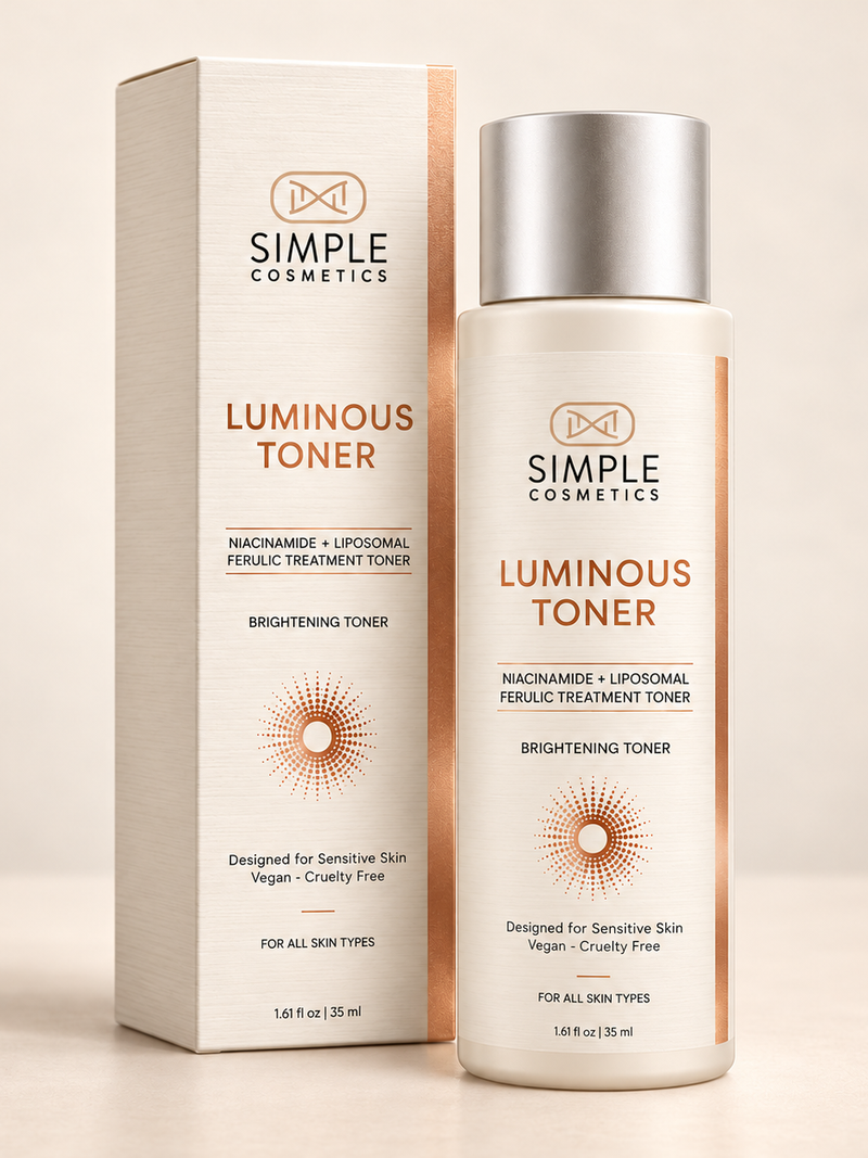 Luminous Toner packaging and carton — 3D product render