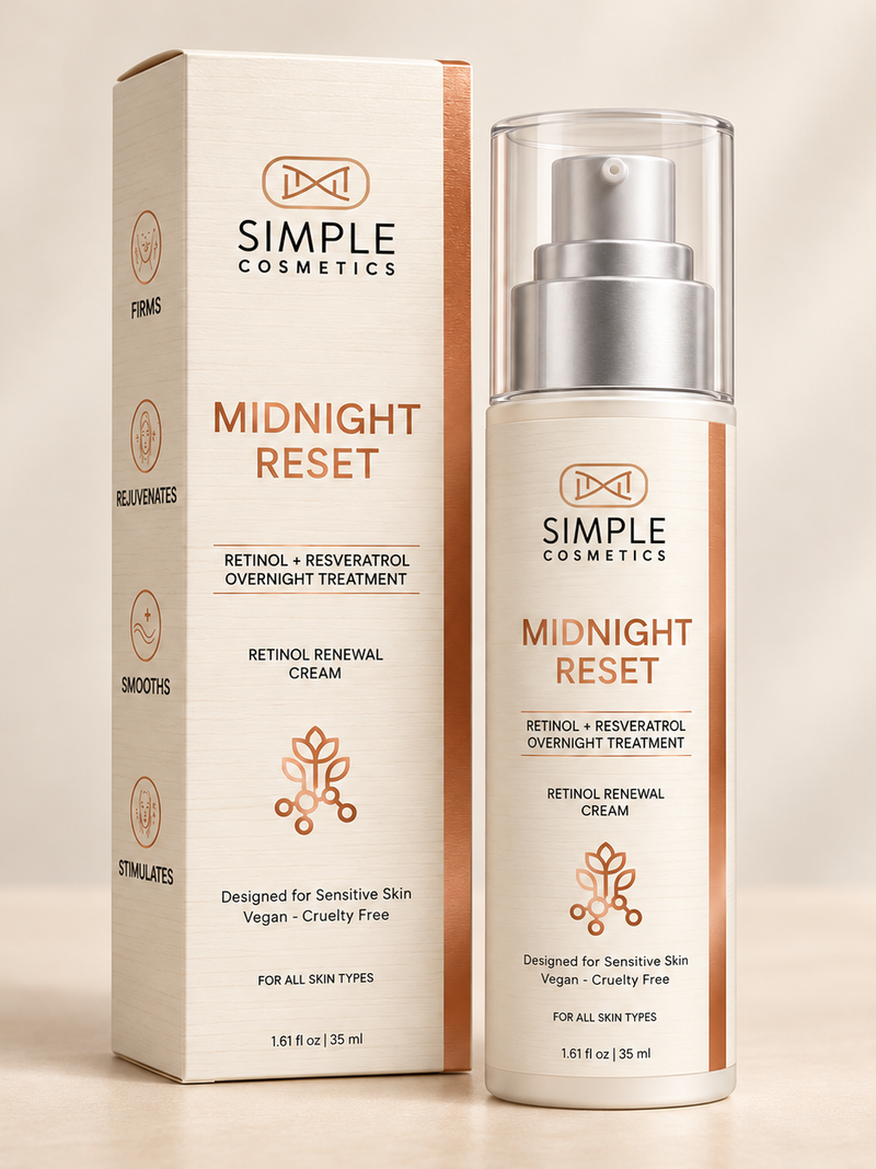 Midnight Reset packaging and carton — 3D product render
