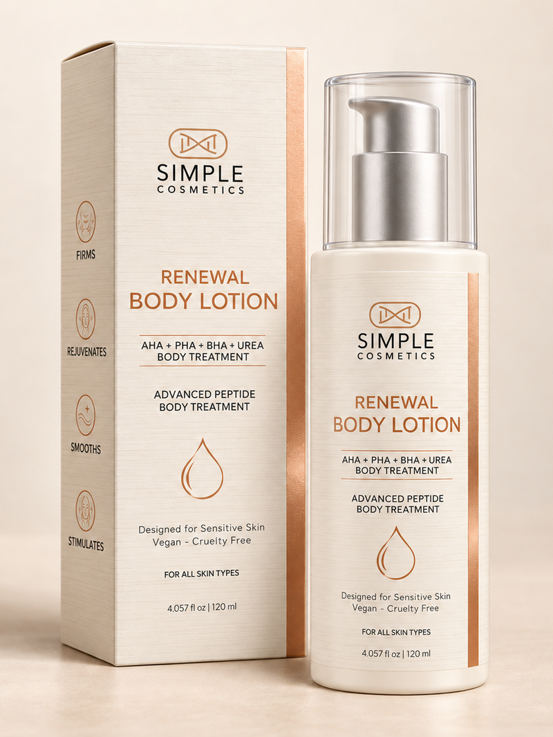 Renewal Body Lotion packaging and carton — 3D product render