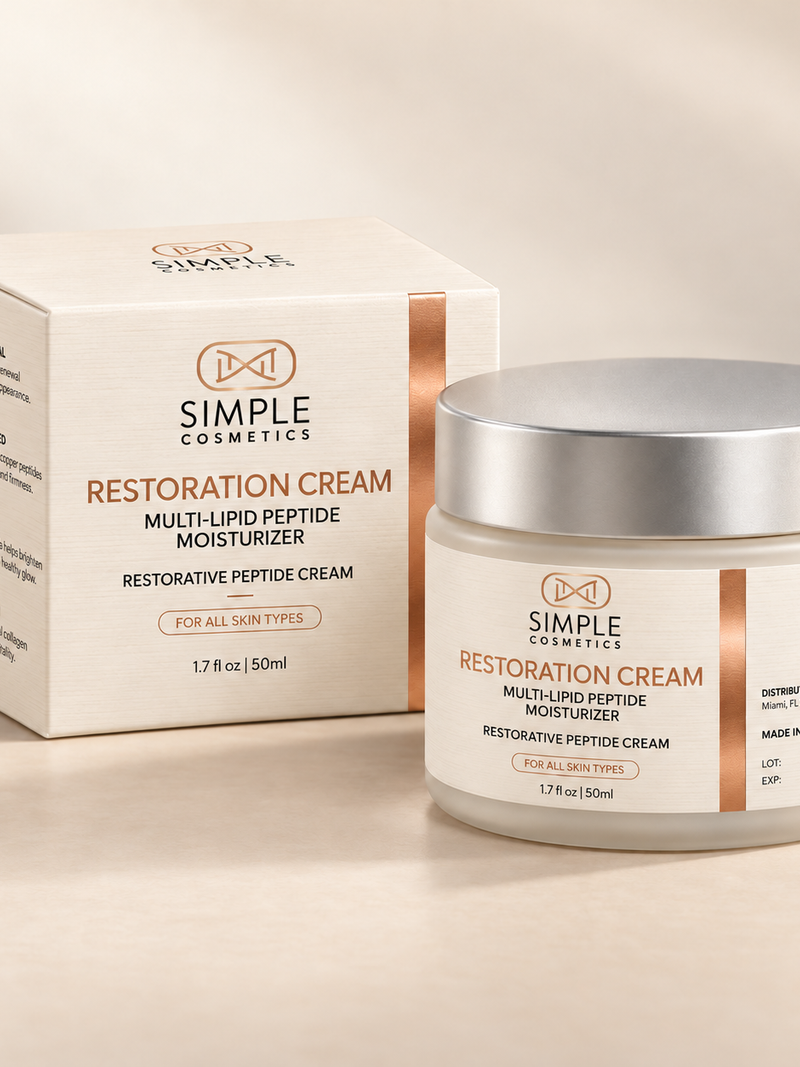 Restoration Cream packaging and carton — 3D product render