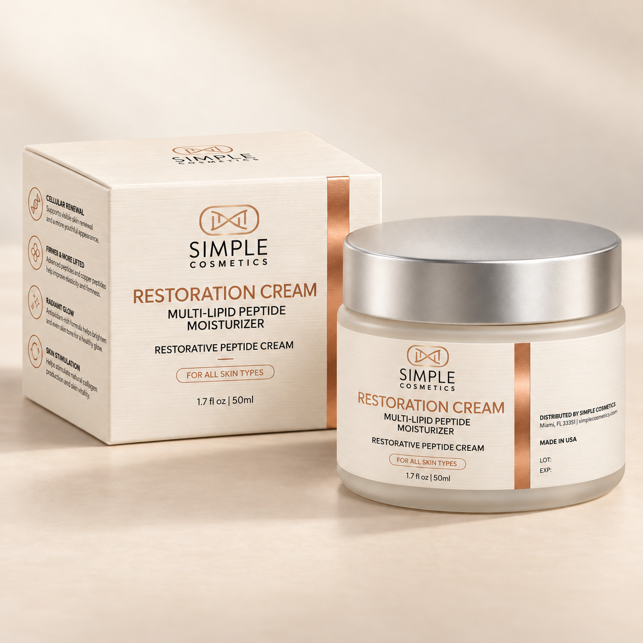 Restoration Cream packaging and carton — 3D product render