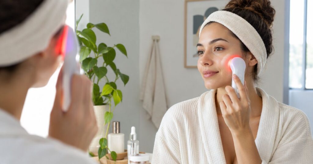 How to connect a handheld LED device to your morning skincare routine